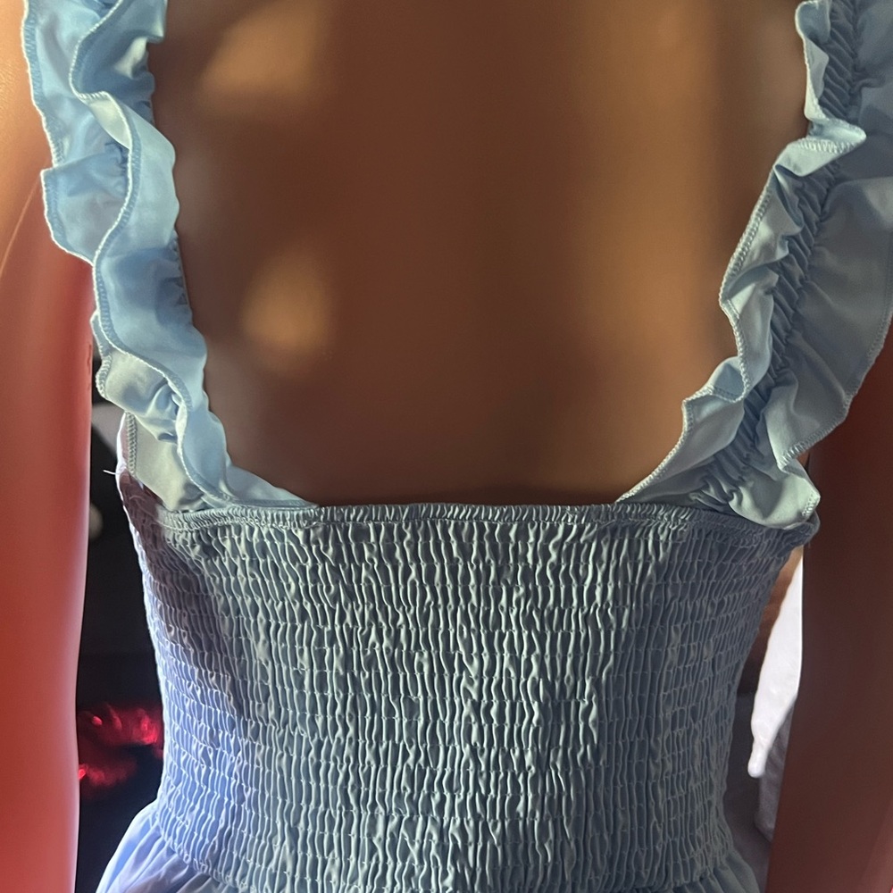 SHEIN Sky Blue Lace Trim Mini Dress - Picture 3 of 9